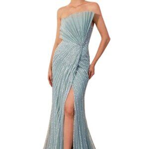 NWT Andrea and Leo A1436 Tulle Formal Gowns Blue Size 16